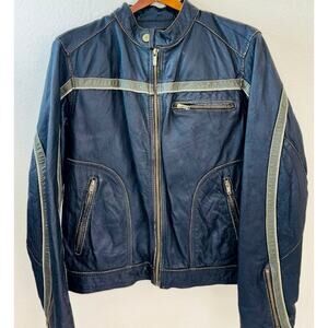 Wilson's Leather 1990's Vintage Black Motorcycle Jacket, Men's Medium